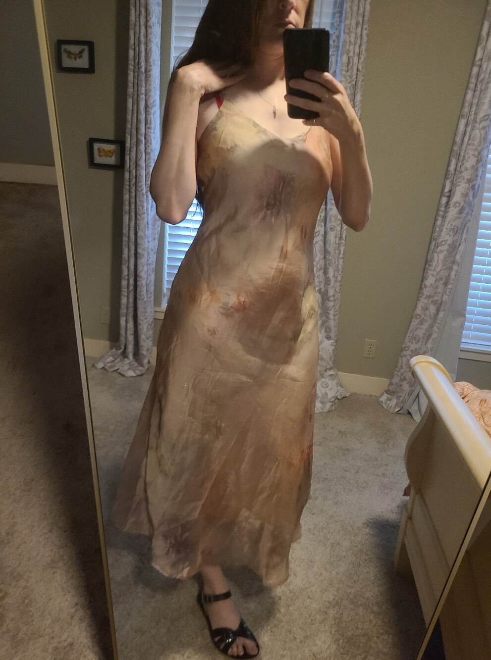Watercolor Floral Boho Goth Fairy Y2K 90s Style Slip Dress - Picture 4 of 5
